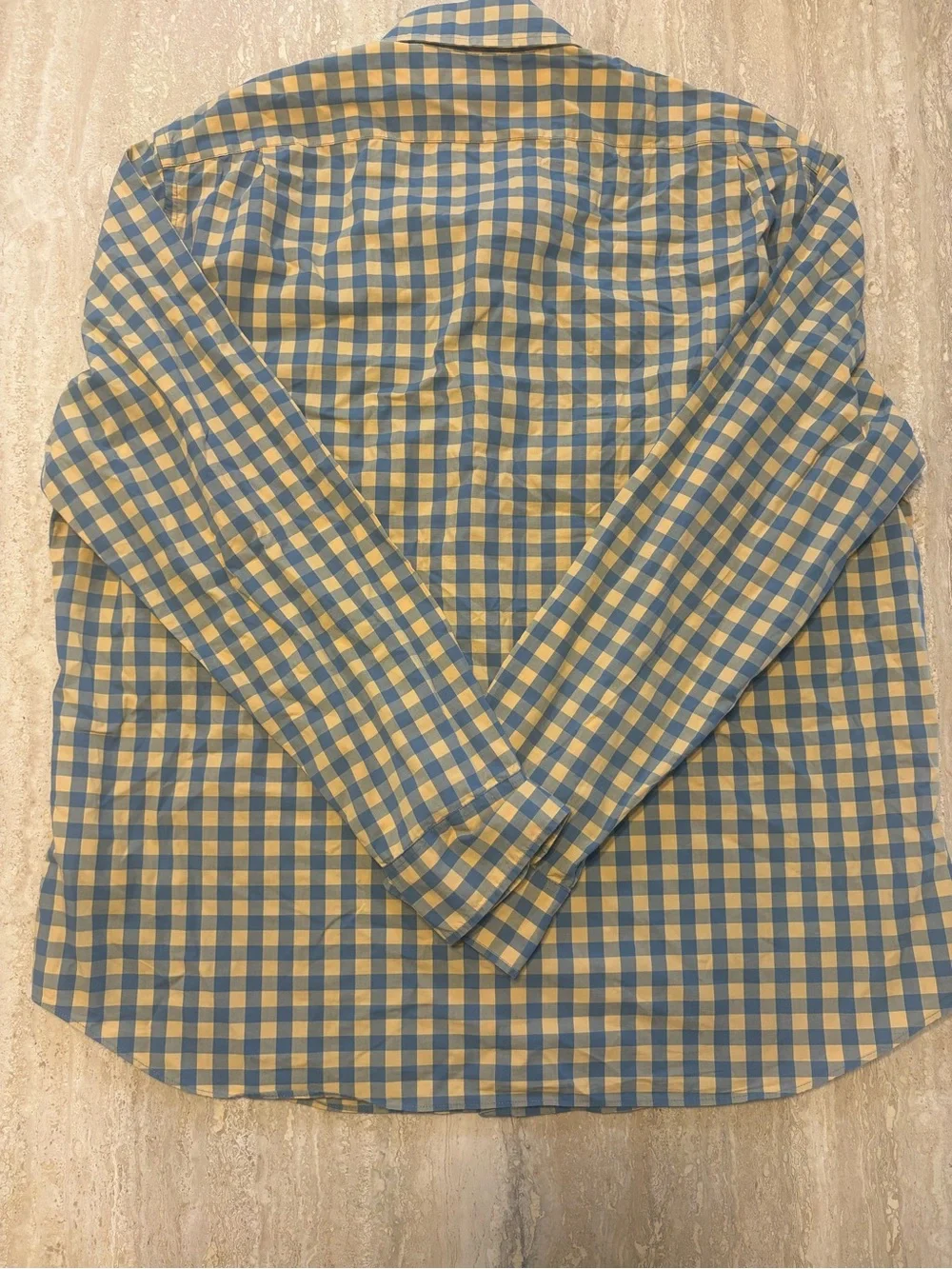 J.Crew Mens XXL Flex Washed Classic Fit Blue Yellow Gingham Shirt #0077